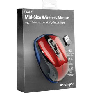 Pro Fit Mid-Size Wireless Mouse, 2.4 GHz Frequency/30 ft Wireless Range, Right Hand Use, Ruby Red