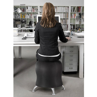 Zenergy Ball Chair, Backless, Supports Up to 250 lb, Black Fabric Seat, Silver Base
