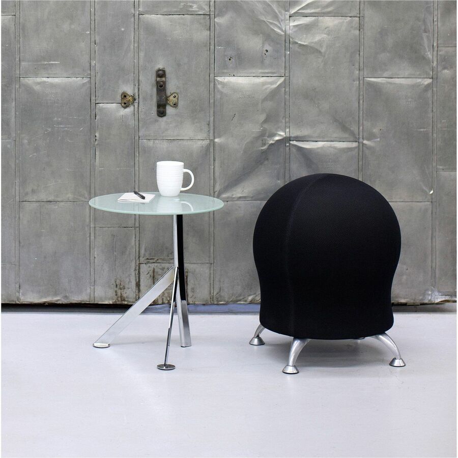 Zenergy Ball Chair, Backless, Supports Up to 250 lb, Black Fabric Seat, Silver Base