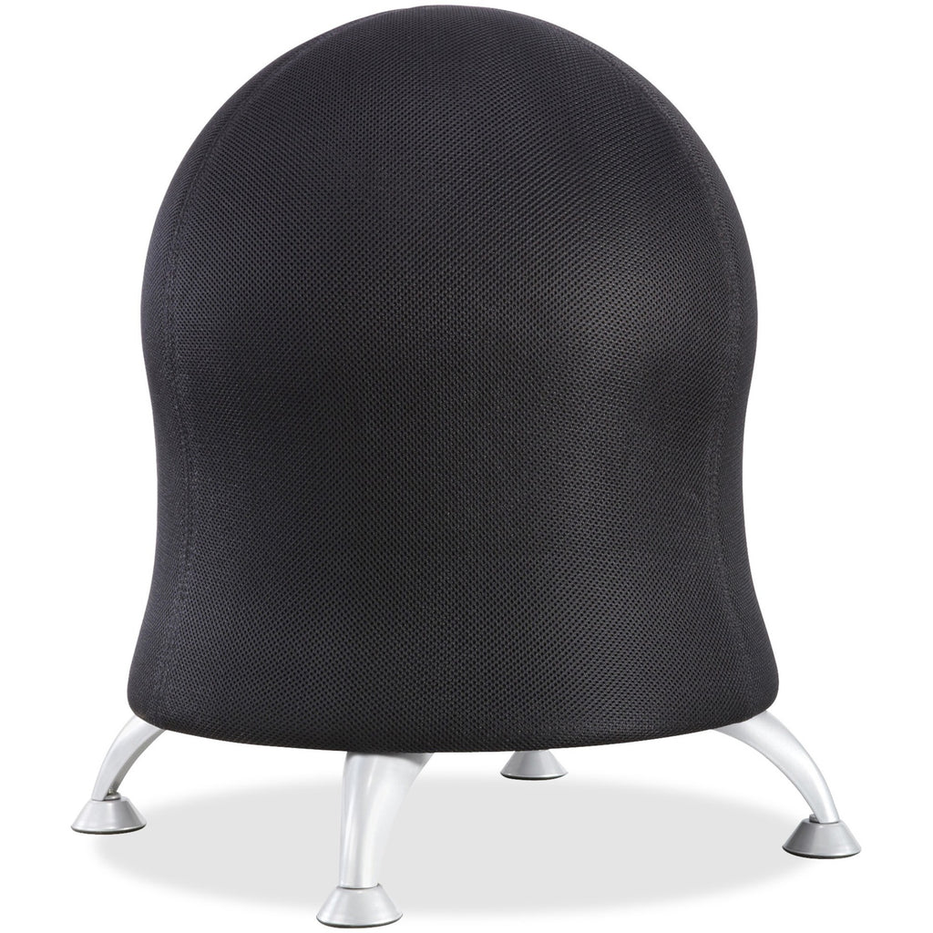 Zenergy Ball Chair, Backless, Supports Up to 250 lb, Black Fabric Seat, Silver Base