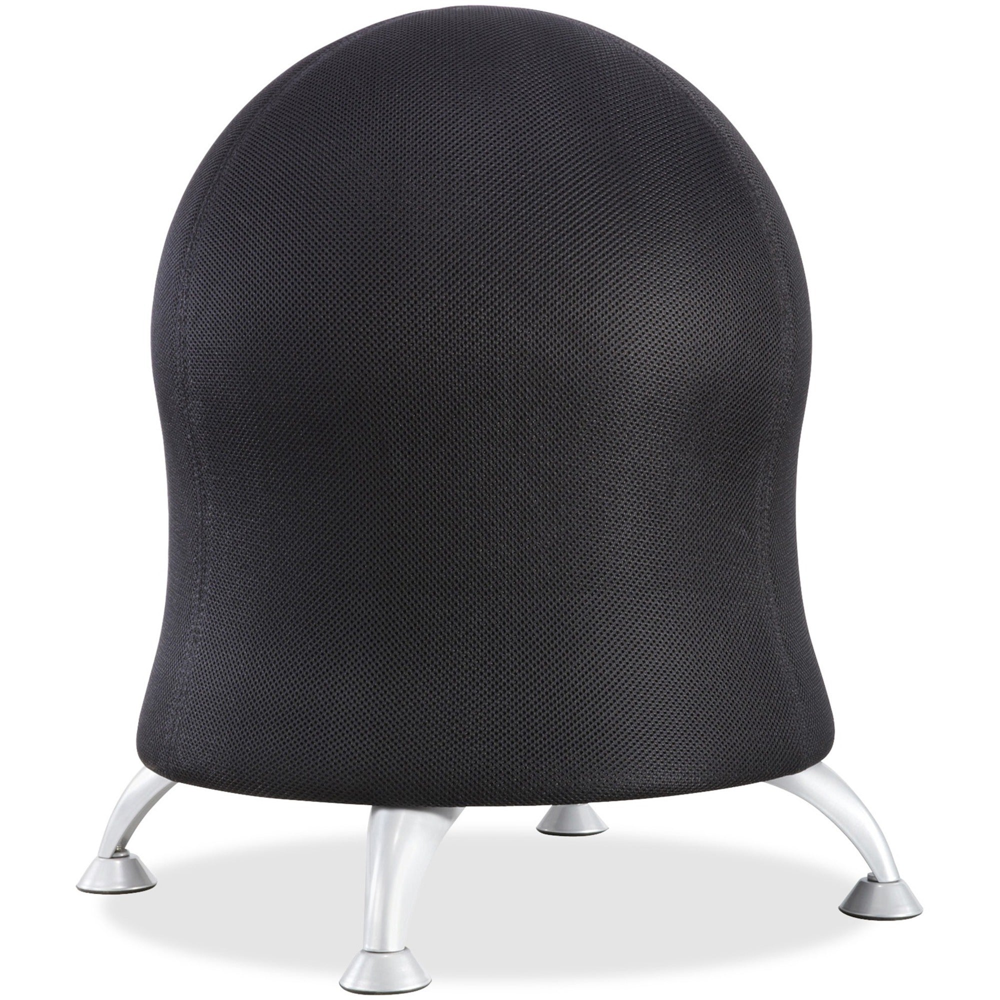 Zenergy Ball Chair, Backless, Supports Up to 250 lb, Black Fabric Seat, Silver Base