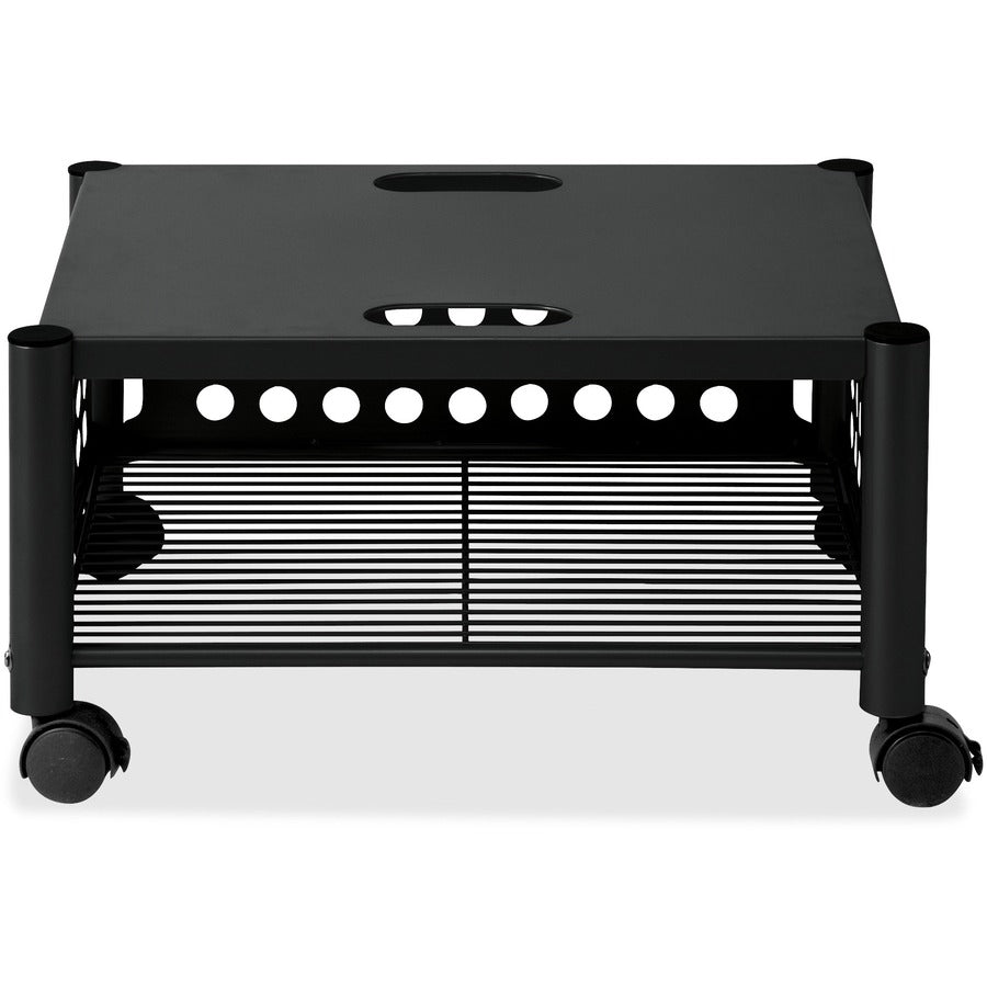 Underdesk Machine Stand, Metal, 2 Shelves, 90 lb Capacity, 21.5" x 17.88" x 11.5", Black