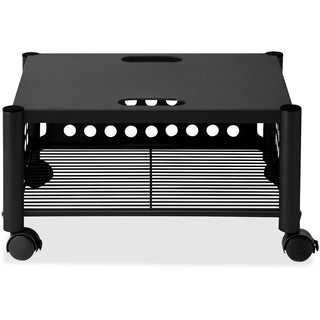 Underdesk Machine Stand, Metal, 2 Shelves, 90 lb Capacity, 21.5" x 17.88" x 11.5", Black