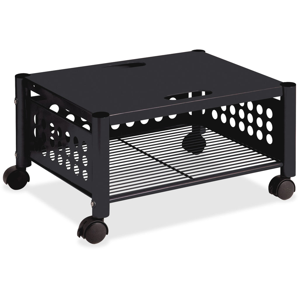 Underdesk Machine Stand, Metal, 2 Shelves, 90 lb Capacity, 21.5" x 17.88" x 11.5", Black