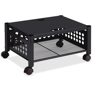 Underdesk Machine Stand, Metal, 2 Shelves, 90 lb Capacity, 21.5" x 17.88" x 11.5", Black