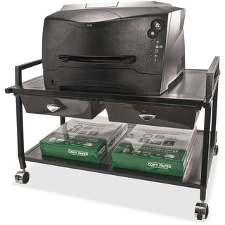 Underdesk Machine Stand with Drawers, 25.3w x 15.8d x 15.4h, Black, Ships in 4-6 Business Days