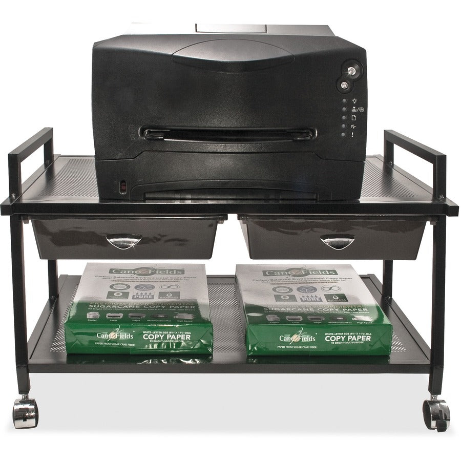 Underdesk Machine Stand with Drawers, 25.3w x 15.8d x 15.4h, Black, Ships in 4-6 Business Days