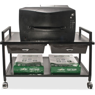 Underdesk Machine Stand with Drawers, 25.3w x 15.8d x 15.4h, Black, Ships in 4-6 Business Days