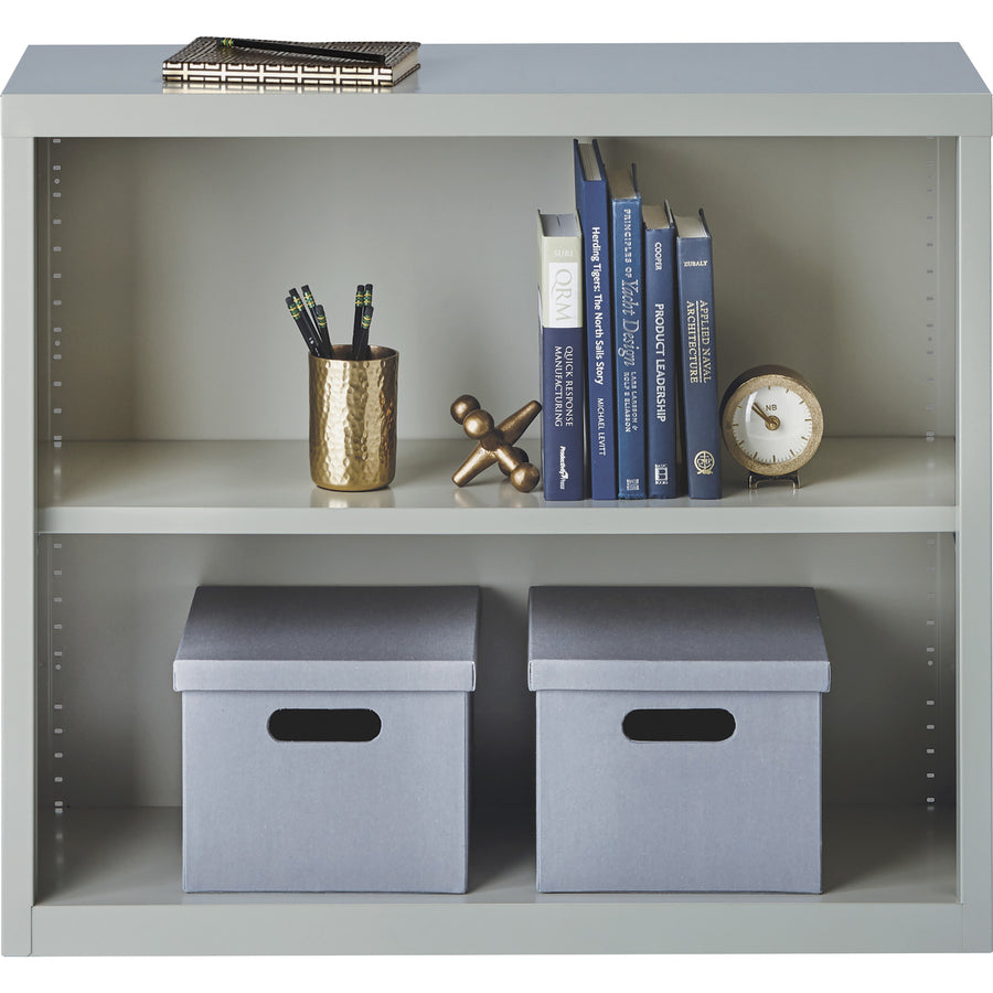 Lorell Fortress Series Bookcase - 34.5" x 13" x 30" - 2 x Shelf(ves) - Light Gray - Powder Coated - Steel - Recycled - 