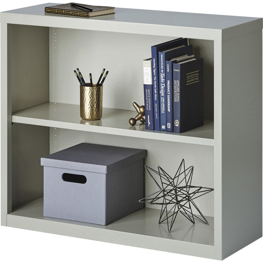 Lorell Fortress Series Bookcase - 34.5" x 13" x 30" - 2 x Shelf(ves) - Light Gray - Powder Coated - Steel - Recycled - 