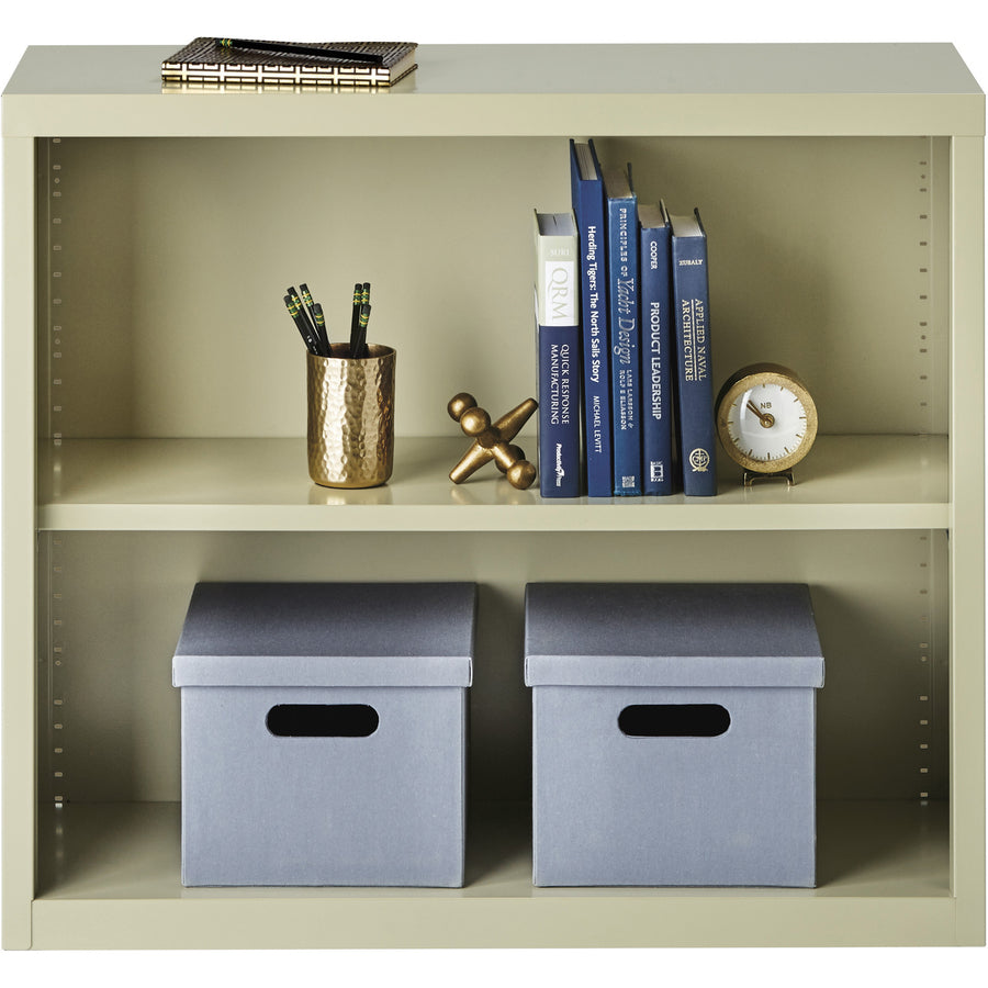 Lorell Fortress Series Bookcase - 34.5" x 13" x 30" - 2 x Shelf(ves) - Putty - Powder Coated - Steel - Recycled