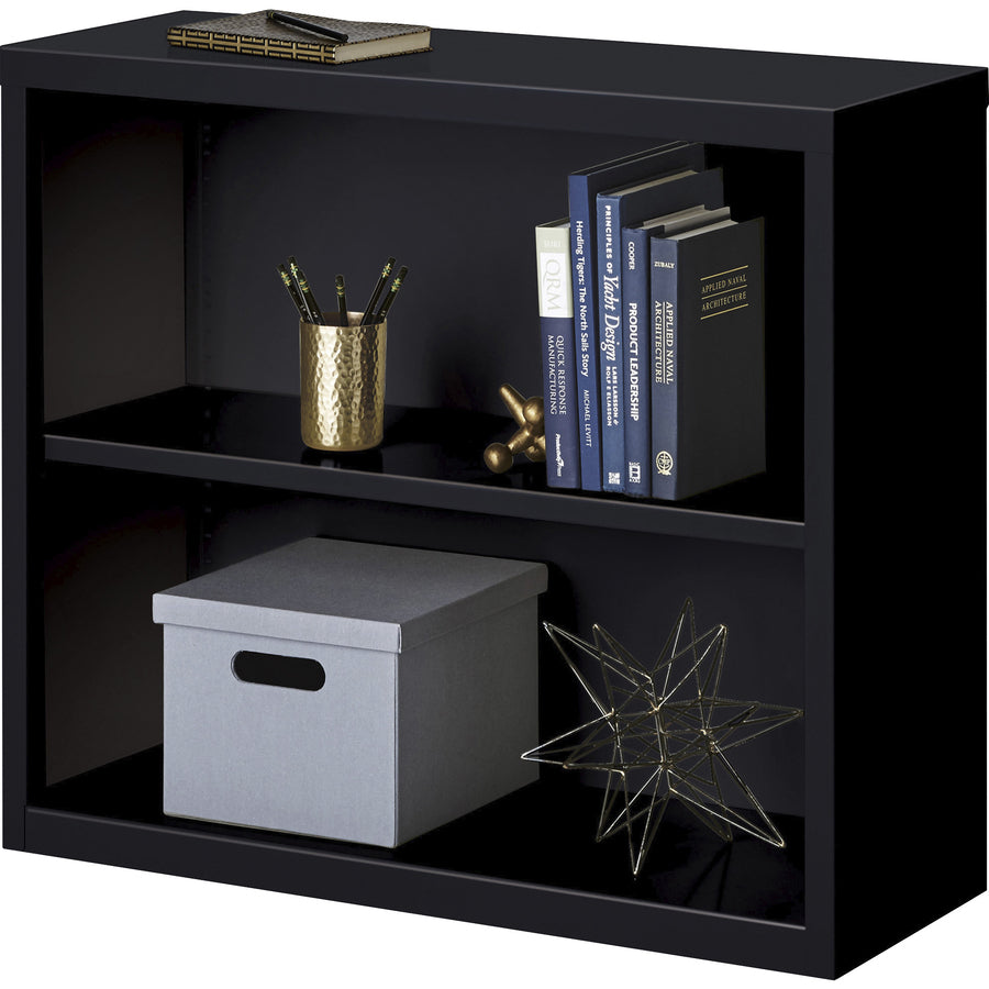 Lorell Fortress Series Bookcase - 34.5" x 13" x 30" - 2 x Shelf(ves) - Black - Powder Coated - Steel - Recycled - 