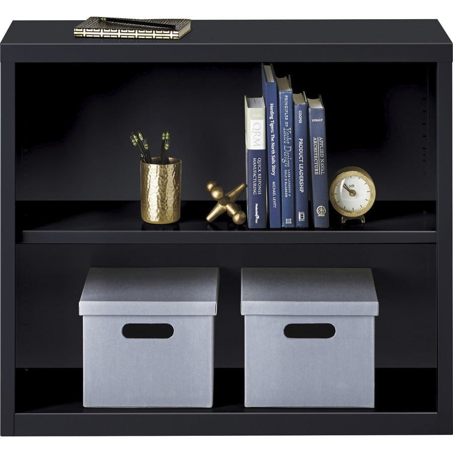 Lorell Fortress Series Bookcase - 34.5" x 13" x 30" - 2 x Shelf(ves) - Black - Powder Coated - Steel - Recycled