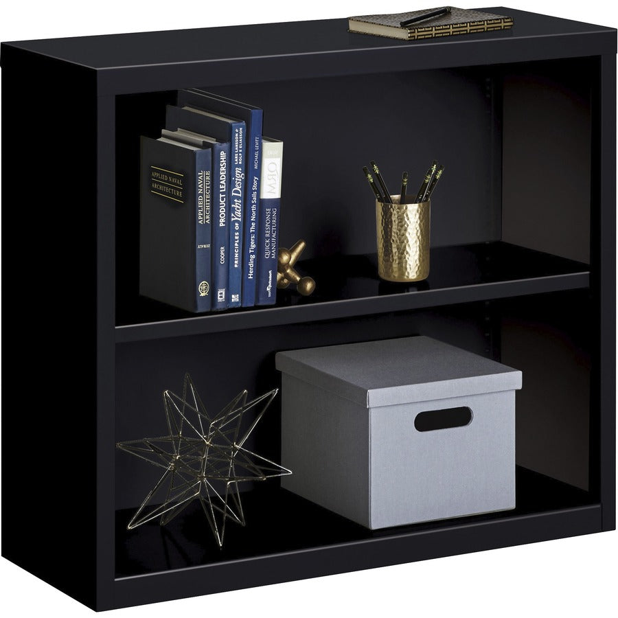 Lorell Fortress Series Bookcase - 34.5" x 13" x 30" - 2 x Shelf(ves) - Black - Powder Coated - Steel - Recycled