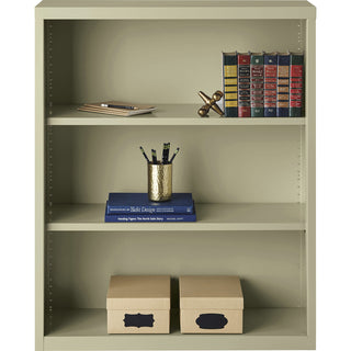Lorell Fortress Series Bookcase - 34.5" x 13" x 42" - 3 x Shelf(ves) - Putty - Powder Coated - Steel - Recycled