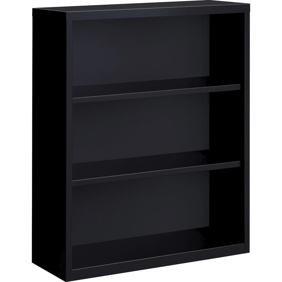 Lorell Fortress Series Bookcase - 34.5" x 13" x 42" - 3 x Shelf(ves) - Black - Powder Coated - Steel - Recycled