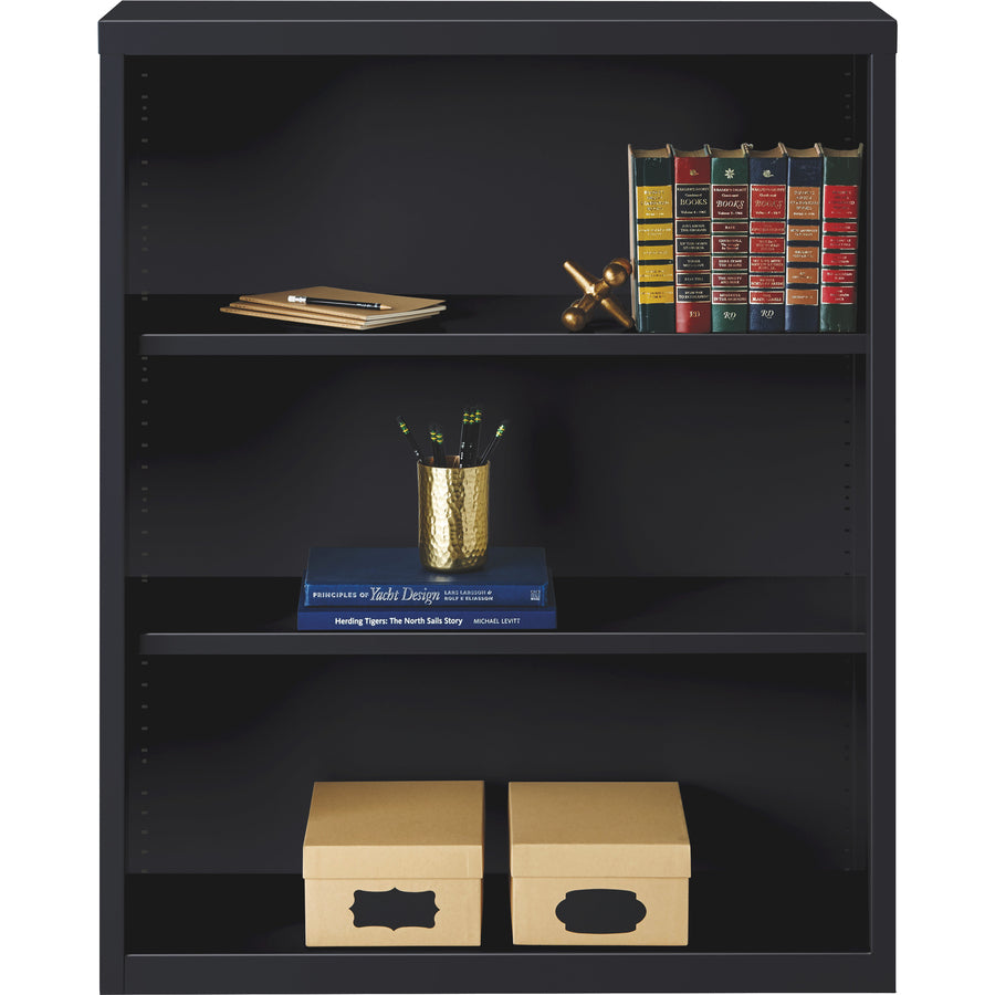 Lorell Fortress Series Bookcase - 34.5" x 13" x 42" - 3 x Shelf(ves) - Black - Powder Coated - Steel - Recycled - 