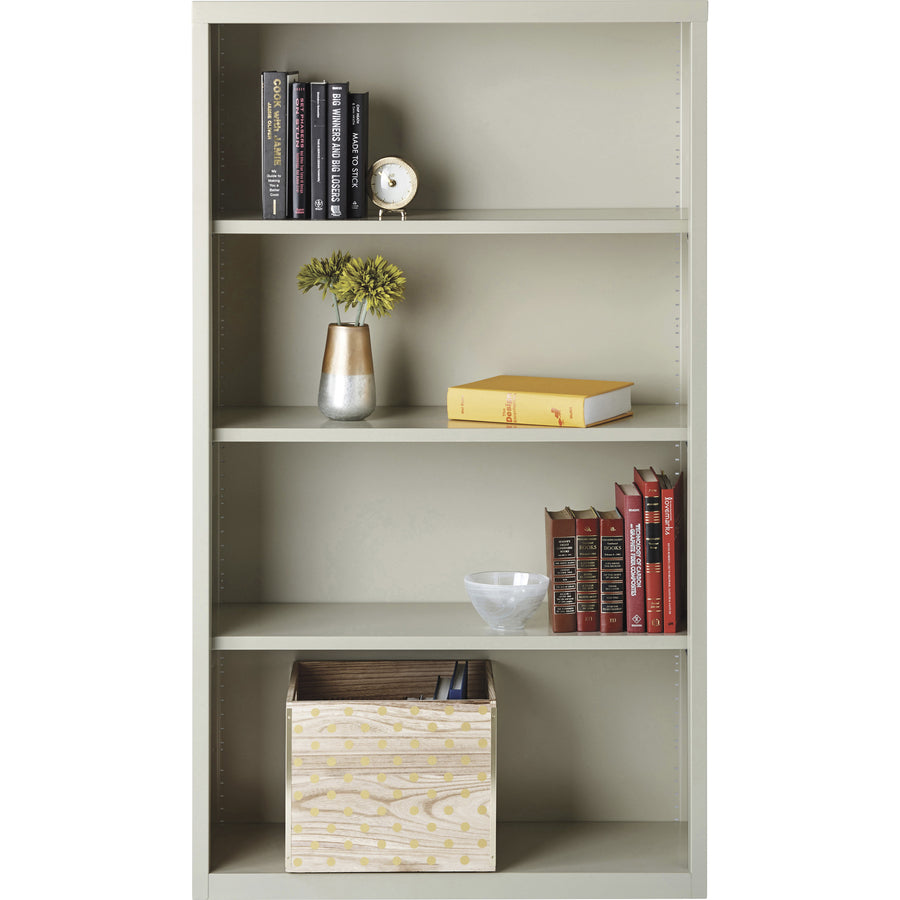 Lorell Fortress Series Bookcase - 34.5" x 13" x 60" - 4 x Shelf(ves) - Light Gray - Powder Coated - Steel - Recycled - 