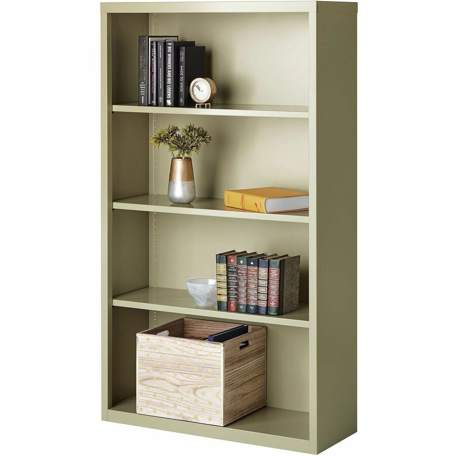 Lorell Fortress Series Bookcase - 34.5" x 13" x 60" - 4 x Shelf(ves) - Putty - Powder Coated - Steel - Recycled