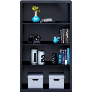 Lorell Fortress Series Bookcase - 34.5" x 13" x 60" - 4 x Shelf(ves) - Black - Powder Coated - Steel - Recycled