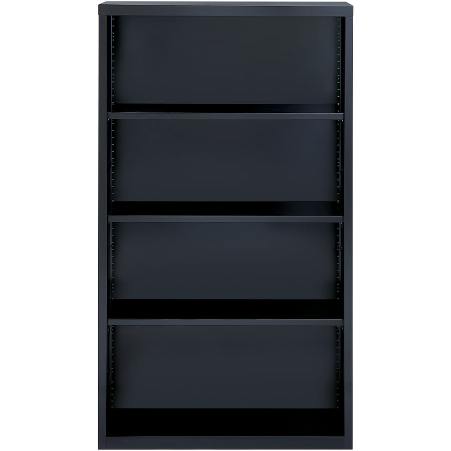 Lorell Fortress Series Bookcase - 34.5" x 13" x 60" - 4 x Shelf(ves) - Black - Powder Coated - Steel - Recycled