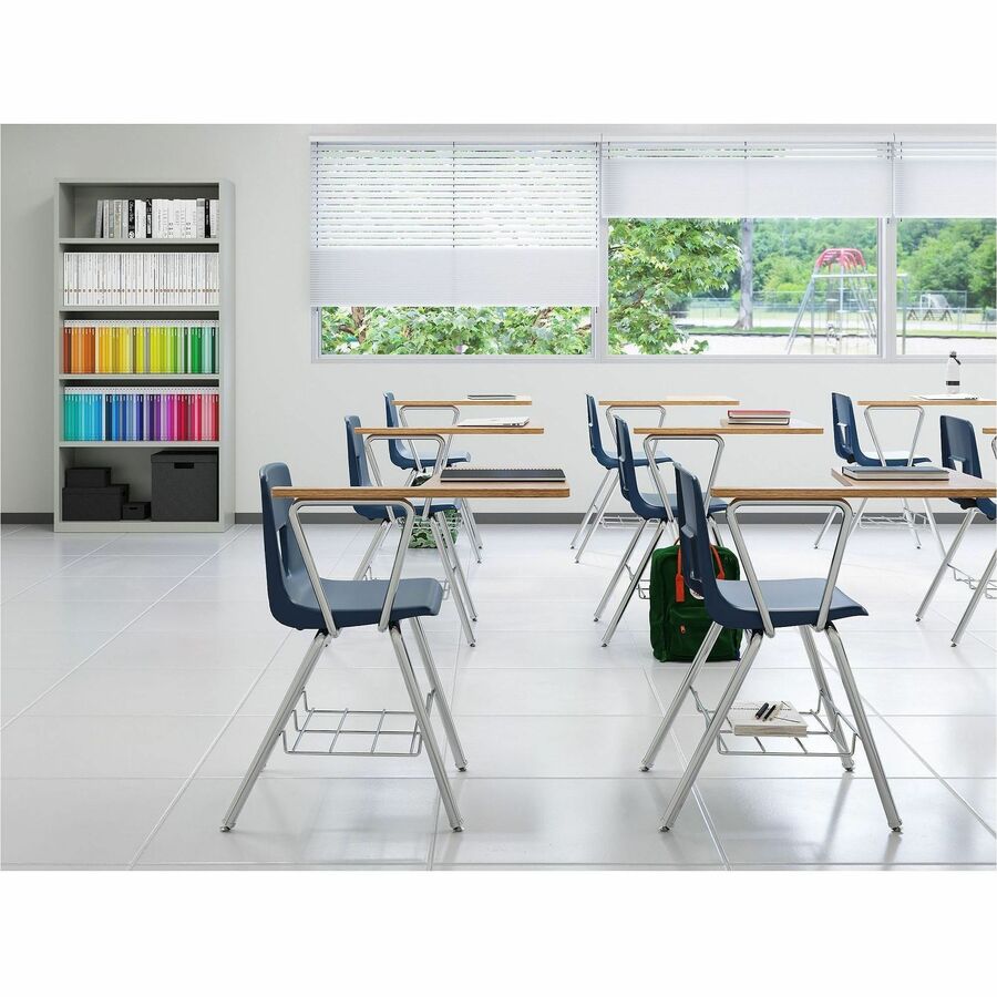 Lorell Fortress Series Bookcase - 34.5" x 13" x 72" - 5 x Shelf(ves) - Light Gray - Powder Coated - Steel - Recycled