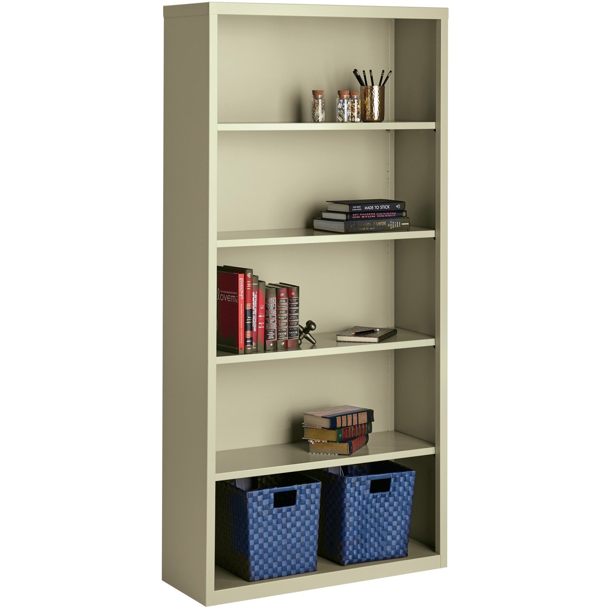 Lorell Fortress Series Bookcase - 34.5" x 13" x 72" - 6 x Shelf(ves) - Putty - Powder Coated - Steel - Recycled - 