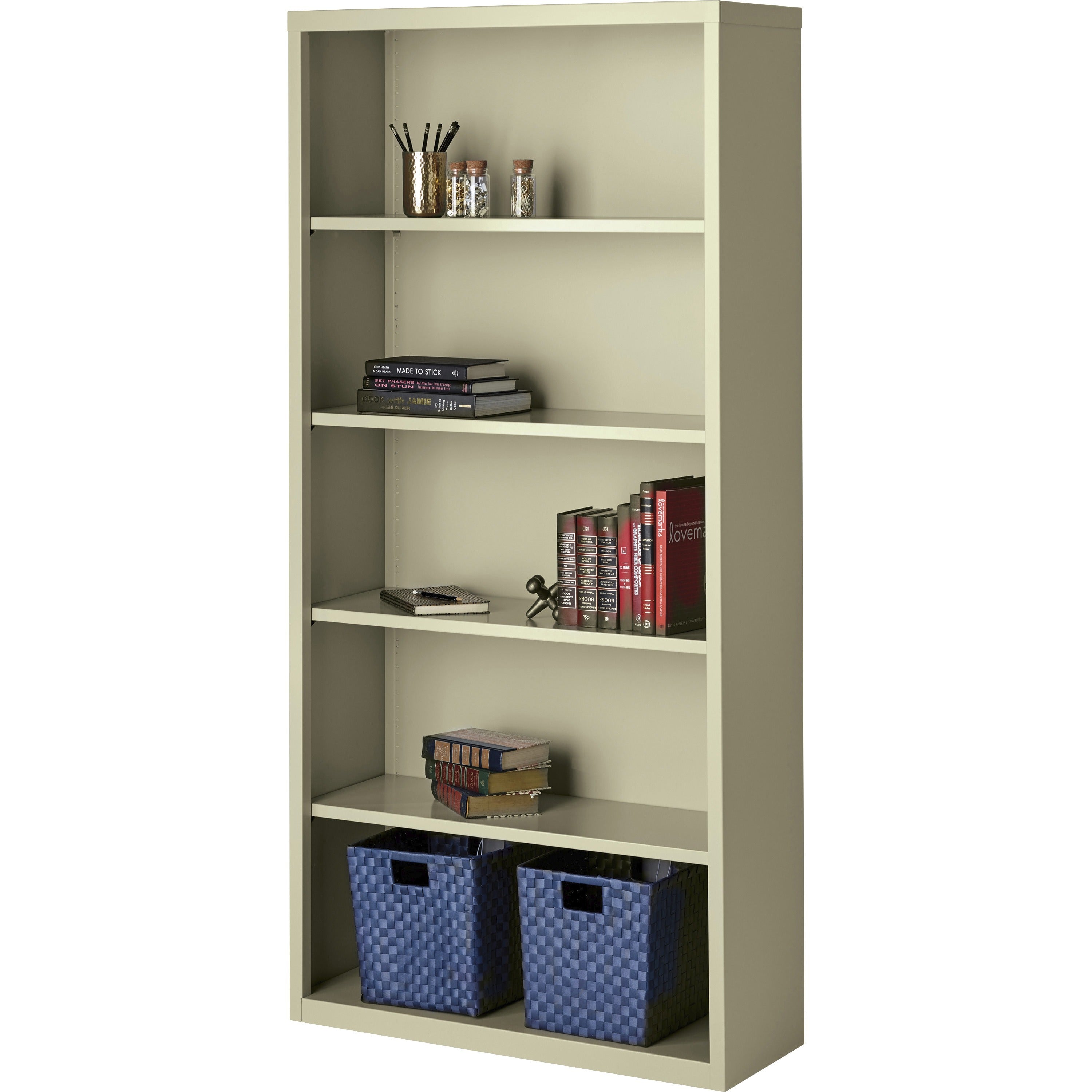 Lorell Fortress Series Bookcase - 34.5" x 13" x 72" - 6 x Shelf(ves) - Putty - Powder Coated - Steel - Recycled - 