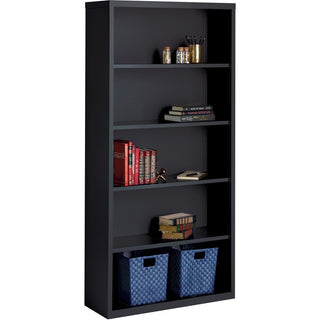 Lorell Fortress Series Bookcase - 34.5" x 13" x 72" - 5 x Shelf(ves) - Black - Powder Coated - Steel - Recycled