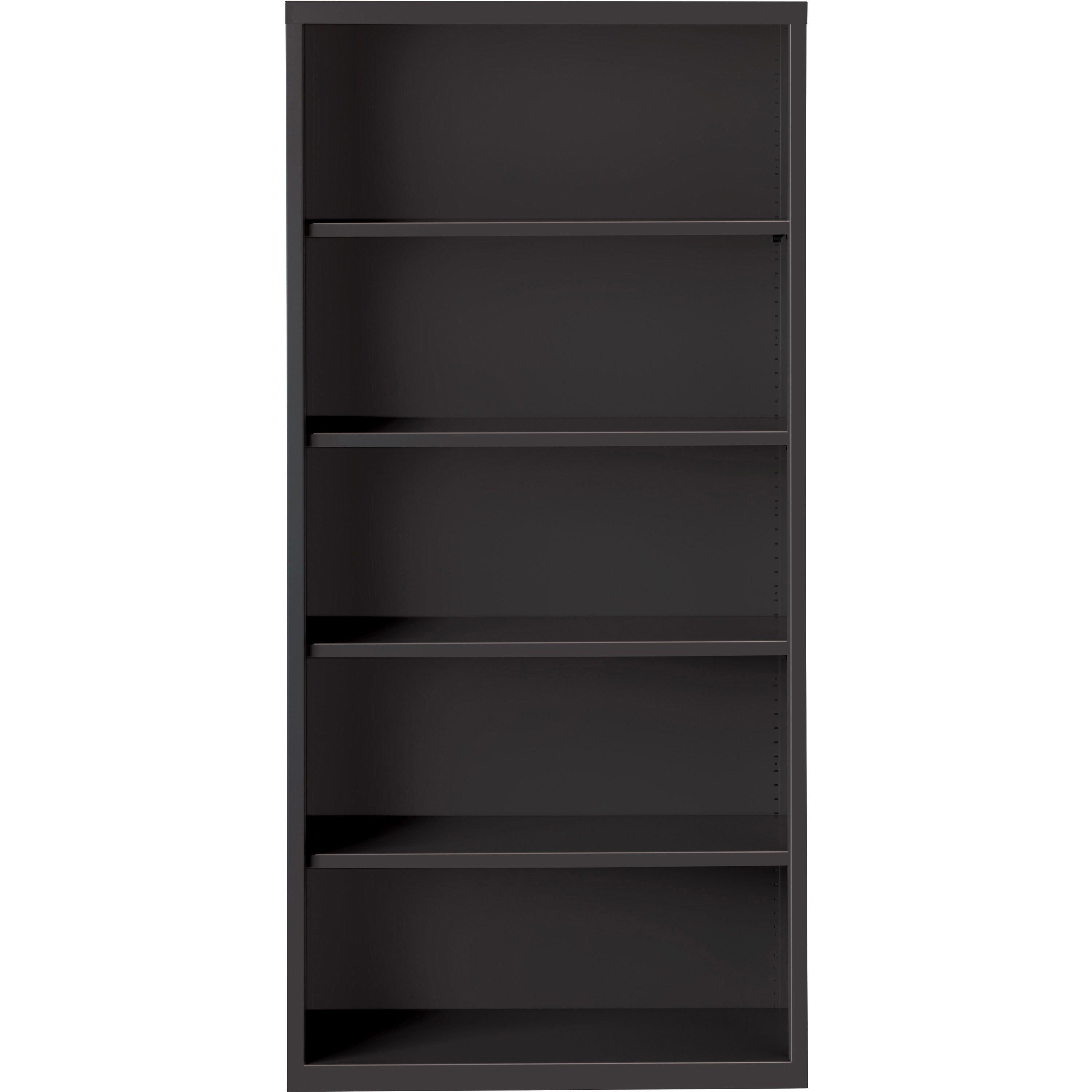 Lorell Fortress Series Bookcase - 34.5" x 13" x 72" - 5 x Shelf(ves) - Black - Powder Coated - Steel - Recycled - 