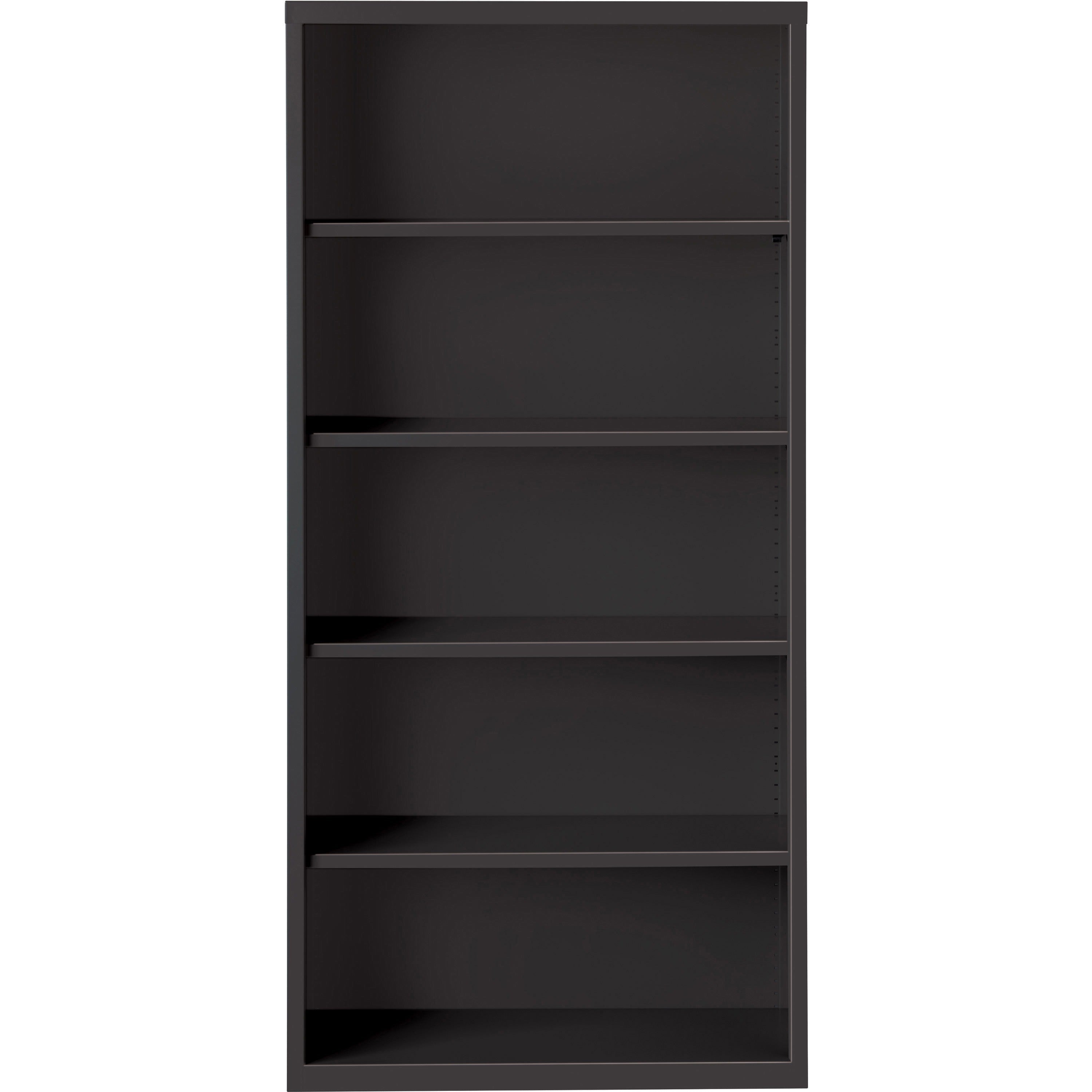 Lorell Fortress Series Bookcase - 34.5" x 13" x 72" - 5 x Shelf(ves) - Black - Powder Coated - Steel - Recycled