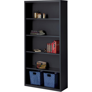 Lorell Fortress Series Bookcase - 34.5" x 13" x 72" - 5 x Shelf(ves) - Black - Powder Coated - Steel - Recycled