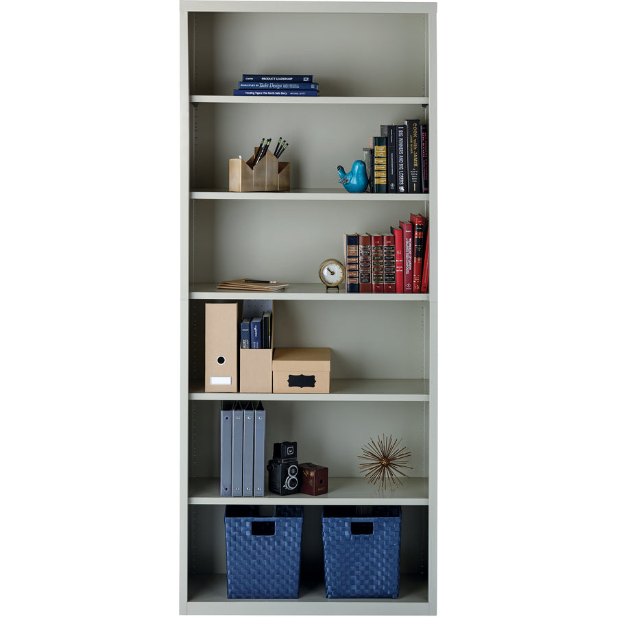 Lorell Fortress Series Bookcase - 34.5" x 13" x 82" - 6 x Shelf(ves) - Light Gray - Powder Coated - Steel - Recycled - Assembly Required