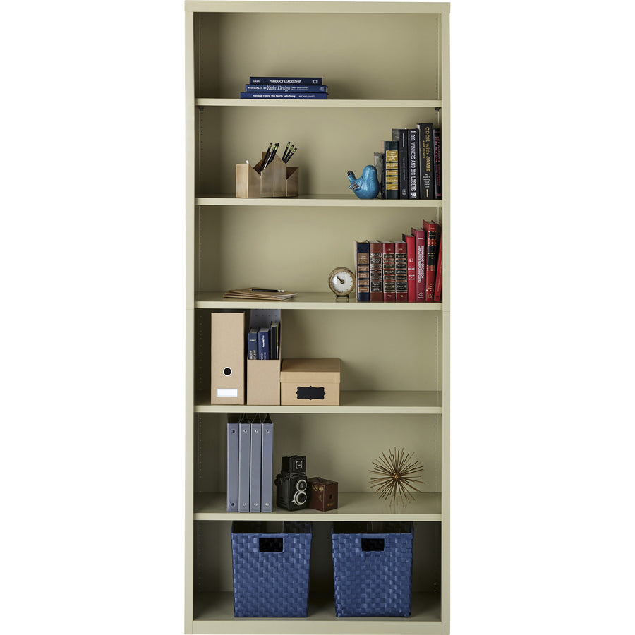 Lorell Fortress Series Bookcase - 34.5" x 13" x 82" - 6 x Shelf(ves) - Putty - Powder Coated - Steel - Recycled