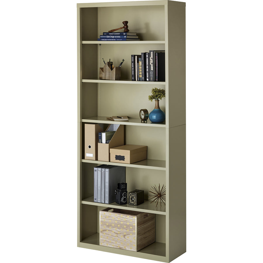 Lorell Fortress Series Bookcase - 34.5" x 13" x 82" - 6 x Shelf(ves) - Putty - Powder Coated - Steel - Recycled