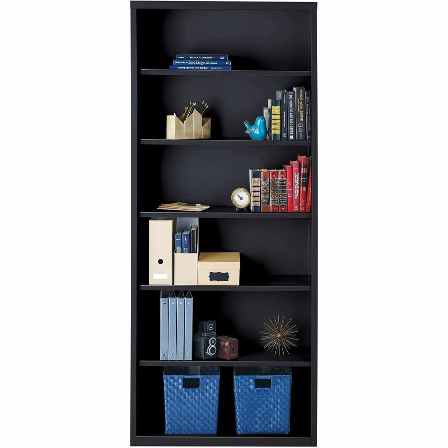 Lorell Fortress Series Bookcase - 34.5" x 13" x 82" - 6 x Shelf(ves) - Black - Powder Coated - Steel - Recycled