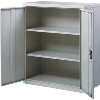 Lorell Fortress Series Storage Cabinet - 18" x 36" x 42" - 3 x Shelf(ves) - Recessed Locking Handle, Hinged Door, Durable, Sturdy, Adjustable Shelf - Light Gray - Powder Coated - Steel - Recycled