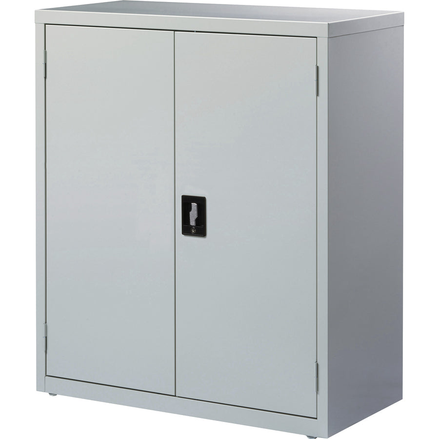 Lorell Fortress Series Storage Cabinet - 18" x 36" x 42" - 3 x Shelf(ves) - Recessed Locking Handle, Hinged Door, Durable, Sturdy, Adjustable Shelf - Light Gray - Powder Coated - Steel - Recycled