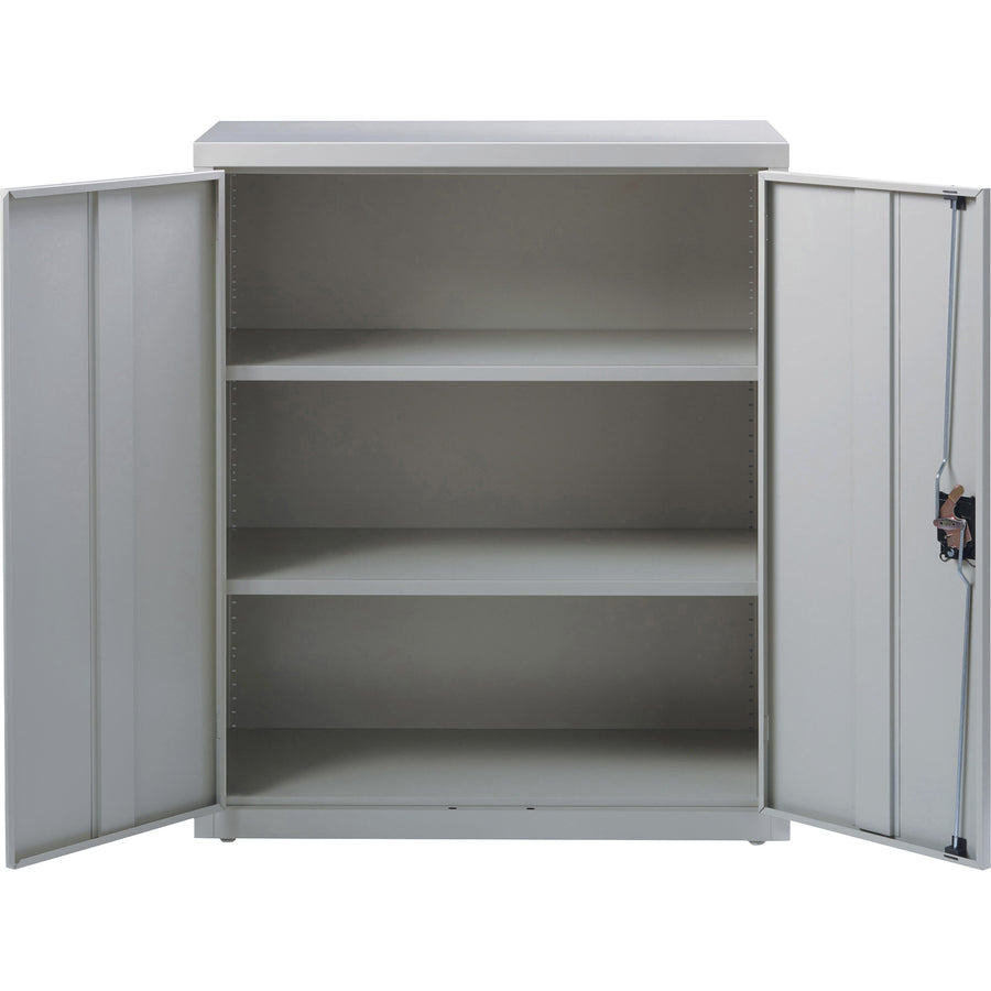 Lorell Fortress Series Storage Cabinet - 18" x 36" x 42" - 3 x Shelf(ves) - Recessed Locking Handle, Hinged Door, Durable, Sturdy, Adjustable Shelf - Light Gray - Powder Coated - Steel - Recycled