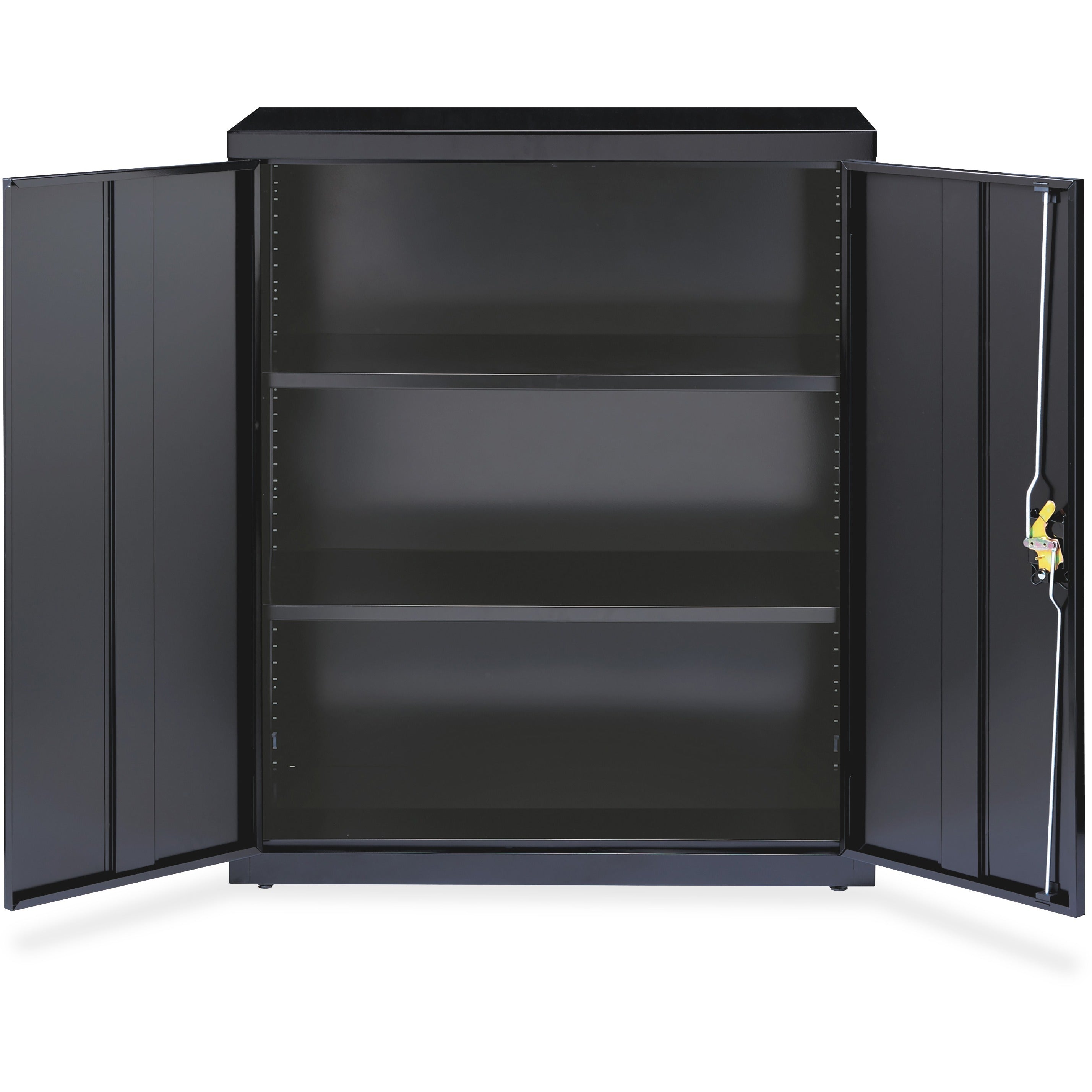Lorell Fortress Series Storage Cabinet - 18" x 36" x 42" - 3 x Shelf(ves) - Recessed Locking Handle, Hinged Door, Durable - Black - Powder Coated - Steel - Recycled - 