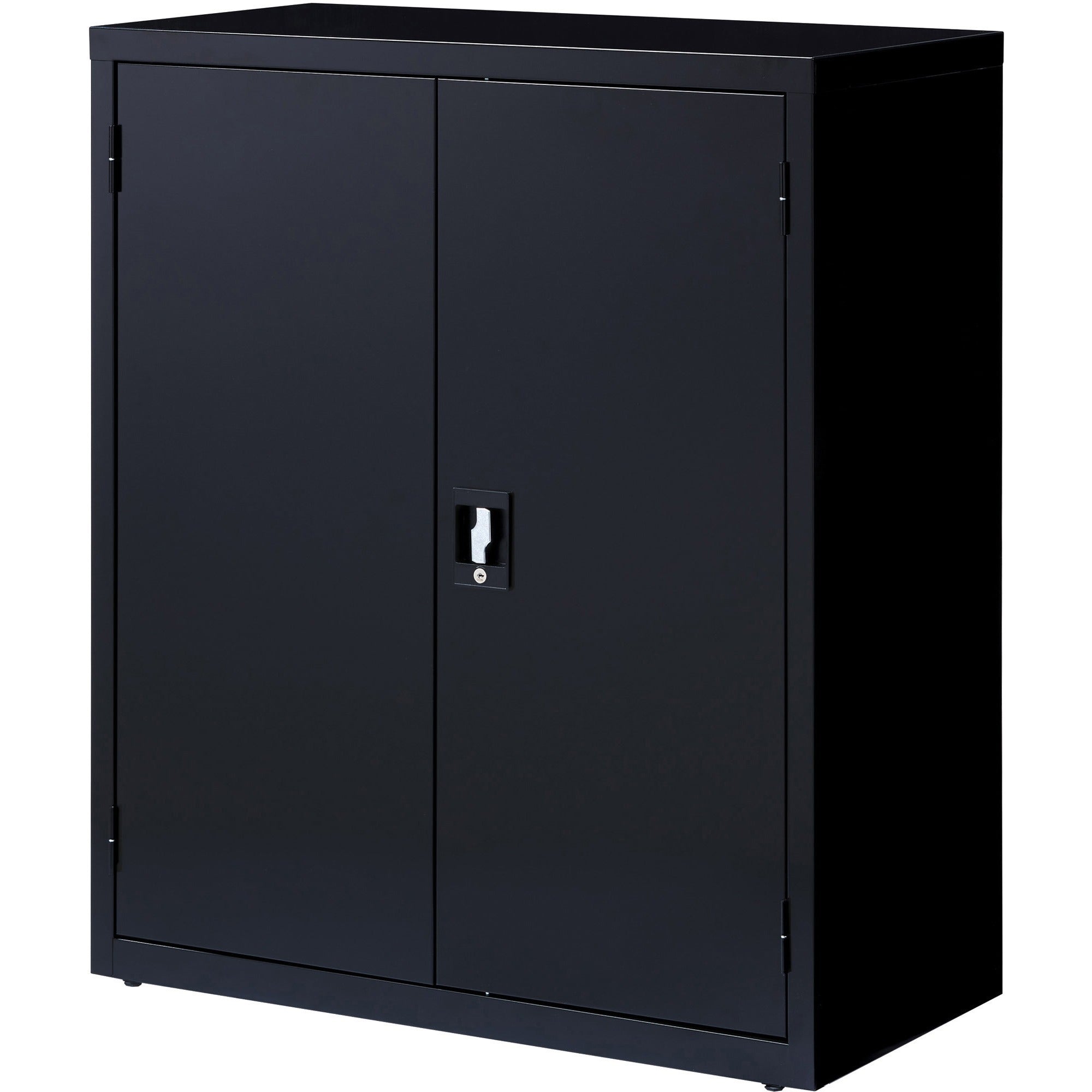 Lorell Fortress Series Storage Cabinet - 18" x 36" x 42" - 3 x Shelf(ves) - Recessed Locking Handle, Hinged Door, Durable - Black - Powder Coated - Steel - Recycled - 