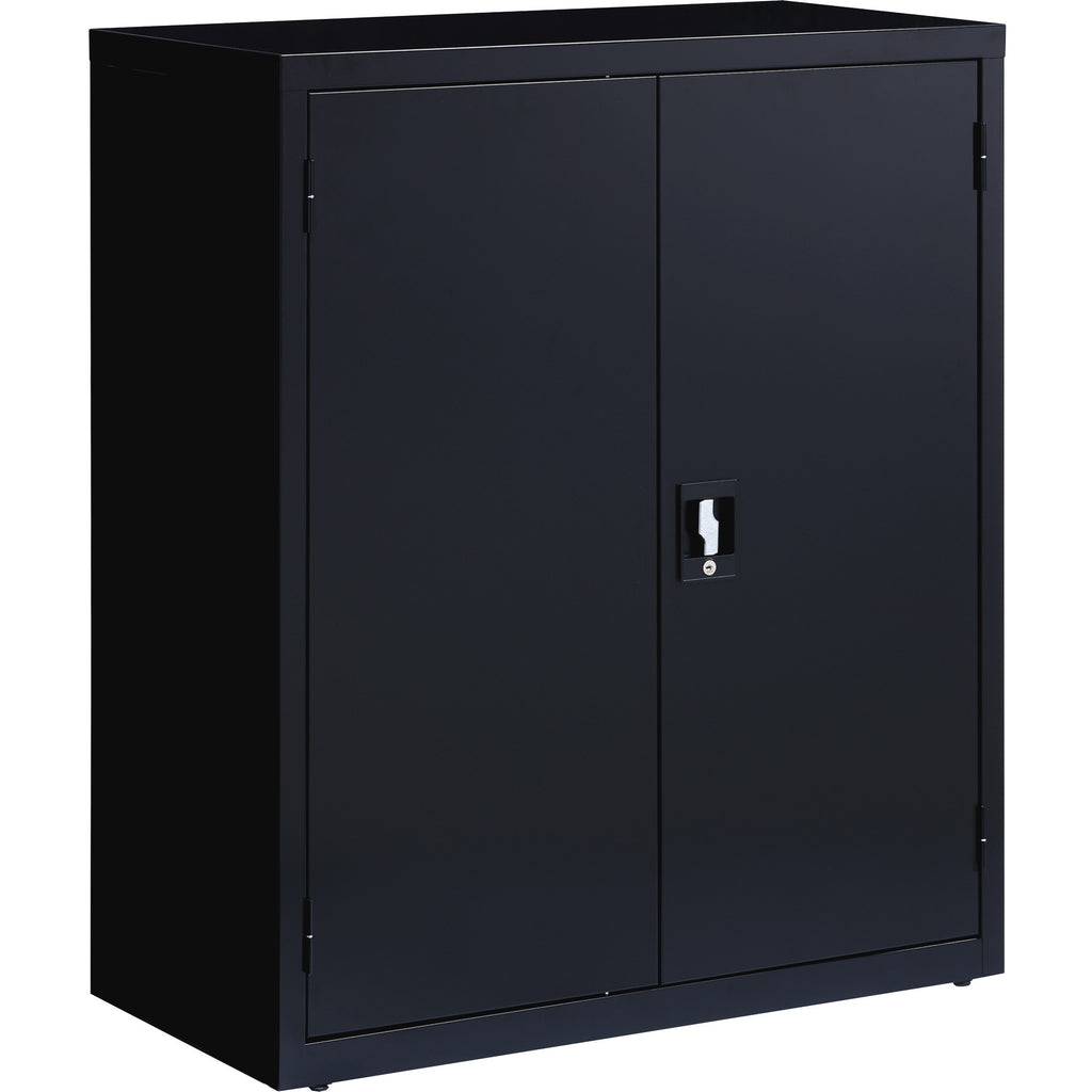 Lorell Fortress Series Storage Cabinet - 18" x 36" x 42" - 3 x Shelf(ves) - Recessed Locking Handle, Hinged Door, Durable - Black - Powder Coated - Steel - Recycled - 