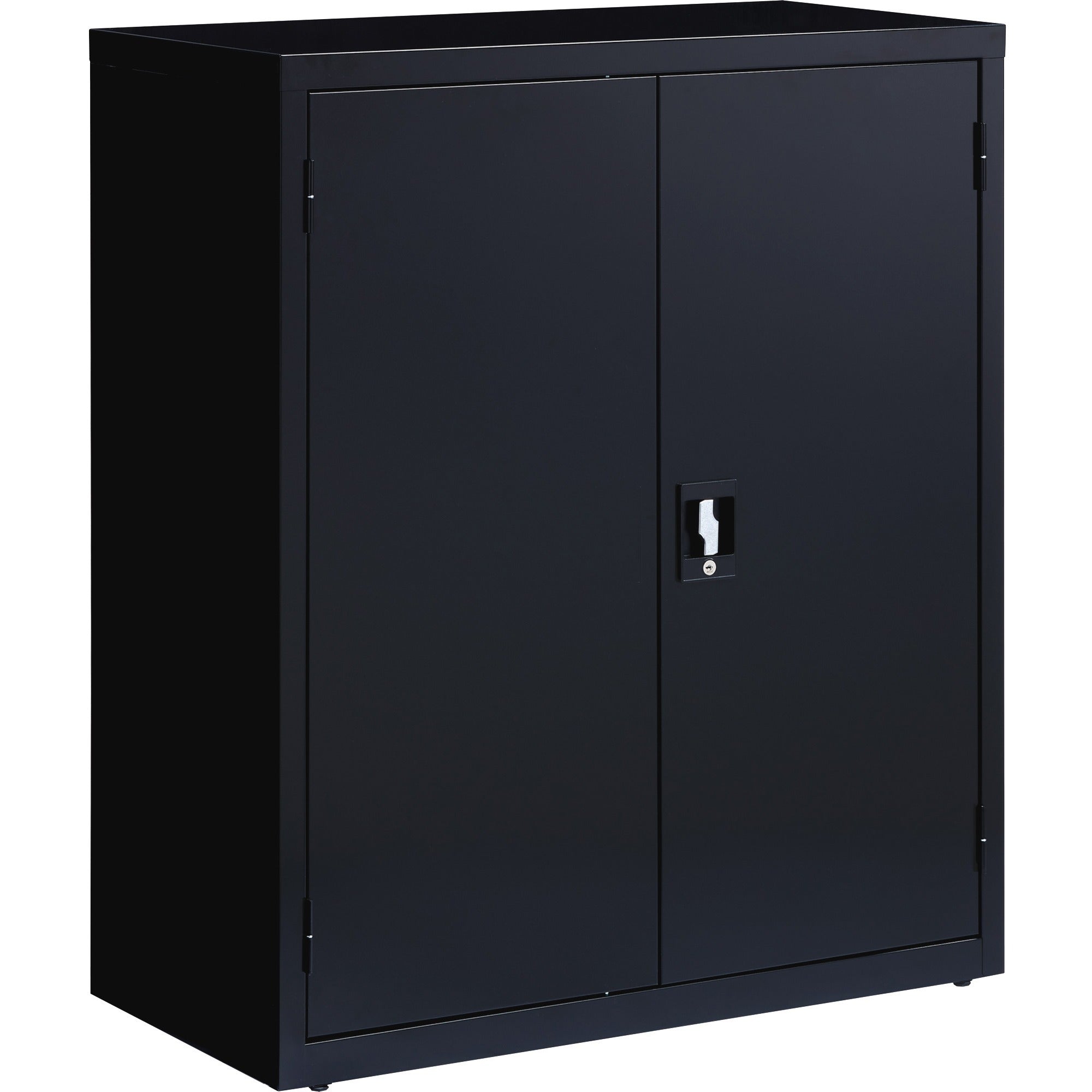 Lorell Fortress Series Storage Cabinet - 18" x 36" x 42" - 3 x Shelf(ves) - Recessed Locking Handle, Hinged Door, Durable - Black - Powder Coated - Steel - Recycled - 