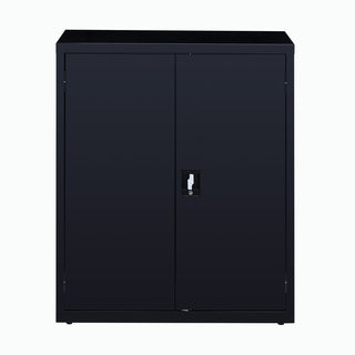 Lorell Fortress Series Storage Cabinet - 18" x 36" x 42" - 3 x Shelf(ves) - Recessed Locking Handle, Hinged Door, Durable - Black - Powder Coated - Steel - Recycled