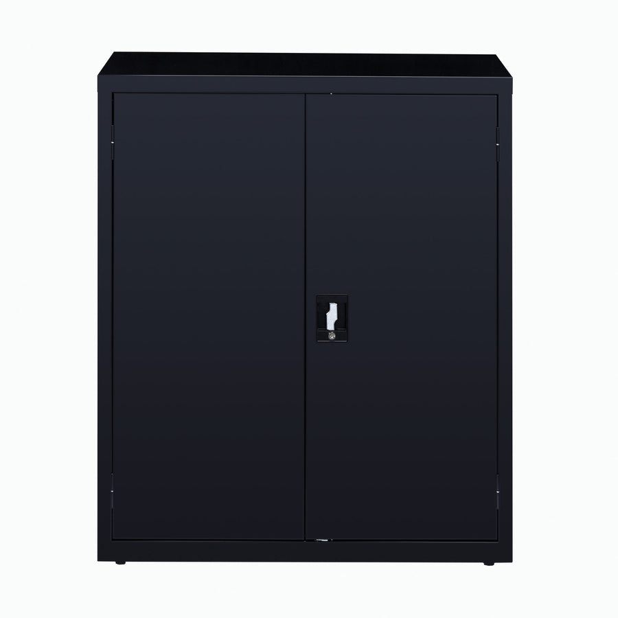 Lorell Fortress Series Storage Cabinet - 18" x 36" x 42" - 3 x Shelf(ves) - Recessed Locking Handle, Hinged Door, Durable - Black - Powder Coated - Steel - Recycled - 