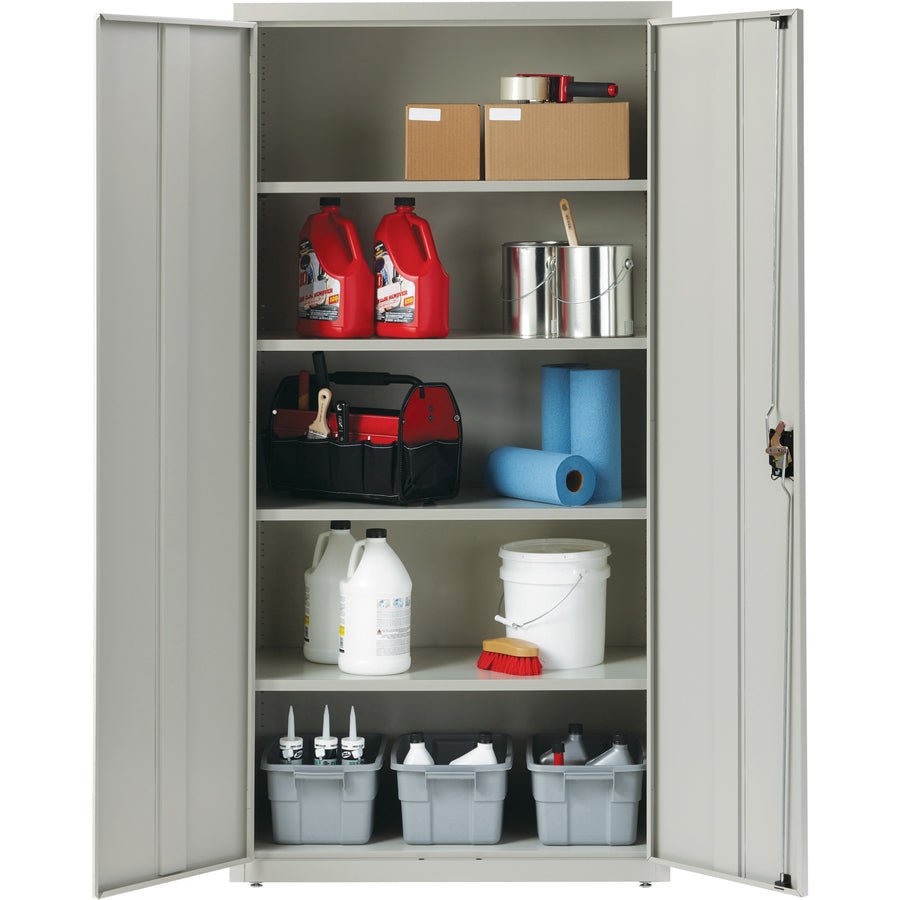 Lorell Fortress Series Storage Cabinet - 36" x 18" x 72" - 5 x Shelf(ves) - Recessed Locking Handle, Hinged Door, Durable - Light Gray - Powder Coated - Steel - Recycled - 