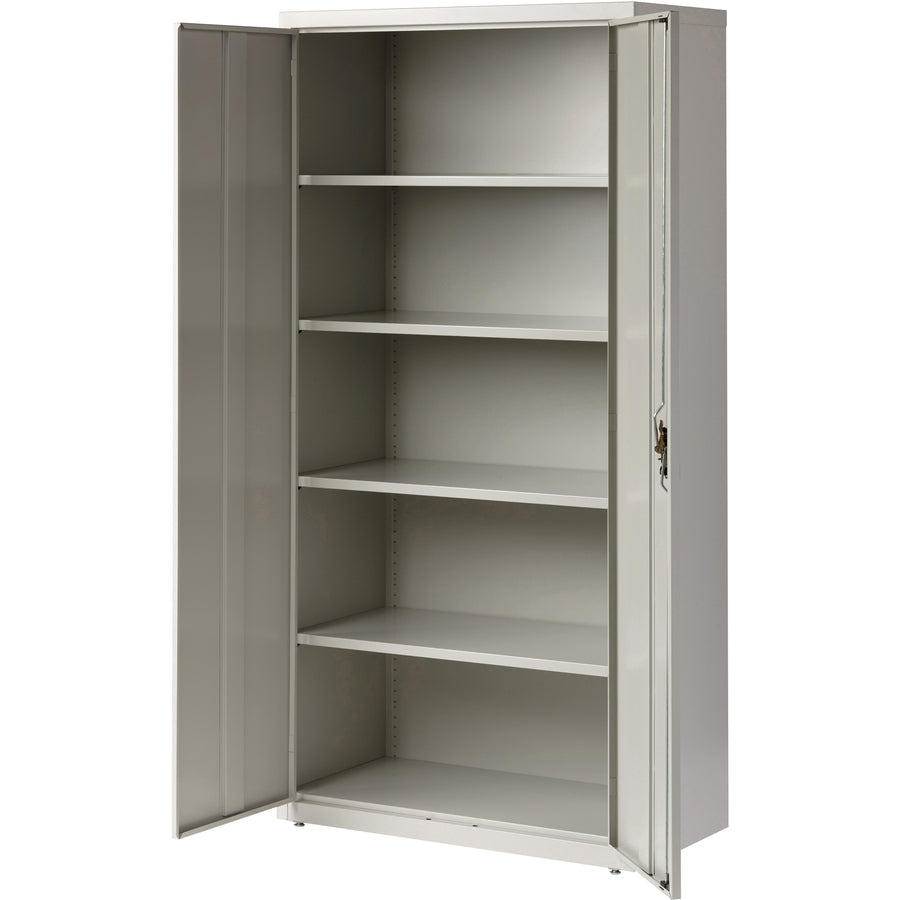 Lorell Fortress Series Storage Cabinet - 36" x 18" x 72" - 5 x Shelf(ves) - Recessed Locking Handle, Hinged Door, Durable - Light Gray - Powder Coated - Steel - Recycled