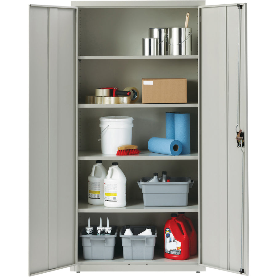 Lorell Fortress Series Storage Cabinet - 36" x 18" x 72" - 5 x Shelf(ves) - Recessed Locking Handle, Hinged Door, Durable - Light Gray - Powder Coated - Steel - Recycled