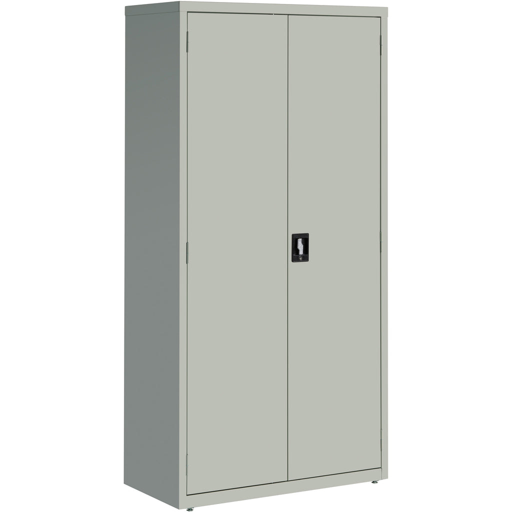 Lorell Fortress Series Storage Cabinet - 36" x 18" x 72" - 5 x Shelf(ves) - Recessed Locking Handle, Hinged Door, Durable - Light Gray - Powder Coated - Steel - Recycled - 