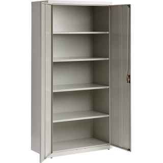 Lorell Fortress Series Storage Cabinet - 36" x 18" x 72" - 5 x Shelf(ves) - Recessed Locking Handle, Hinged Door, Durable - Light Gray - Powder Coated - Steel - Recycled